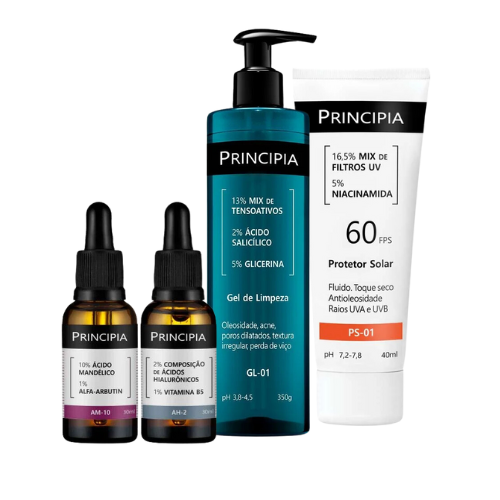 KIT Pele Mista -  ÁCIDOS HIALURÔNICOS + PROTETOR SOLAR PS-01 FPS 60 + GEL DE LIMPEZA GL-01 350G + ÁCIDO GLICÓLICO