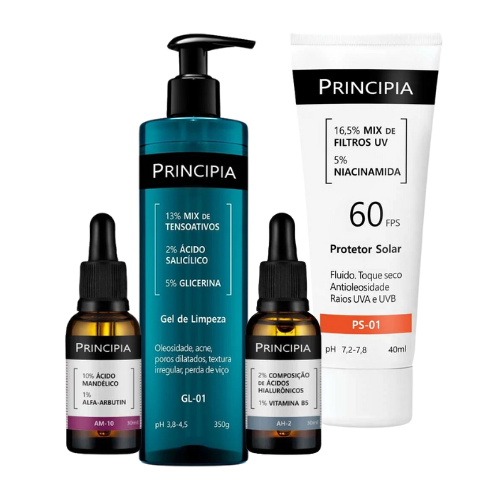 KIT Pele Normal - GEL DE LIMPEZA GL-01 350G + ÁCIDO GLICÓLICO + ÁCIDOS HIALURÔNICOS + PROTETOR SOLAR PS-01 FPS 60